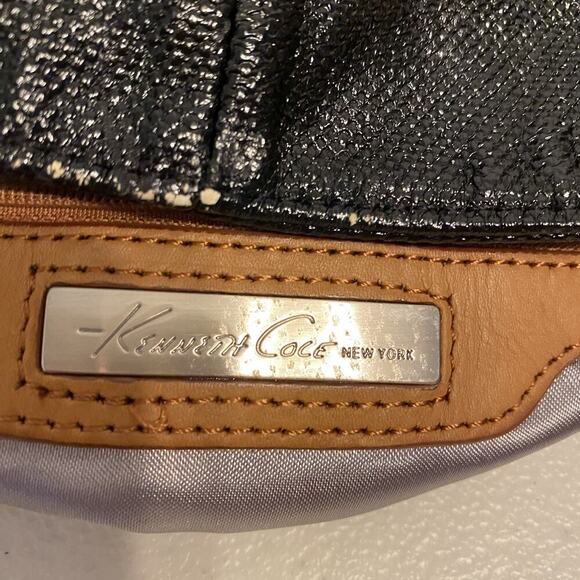 KennethCole NewYork Supple Brown Black Manmade Shoulder Tote Bag Large Boho Y2K - Picture 4 of 8